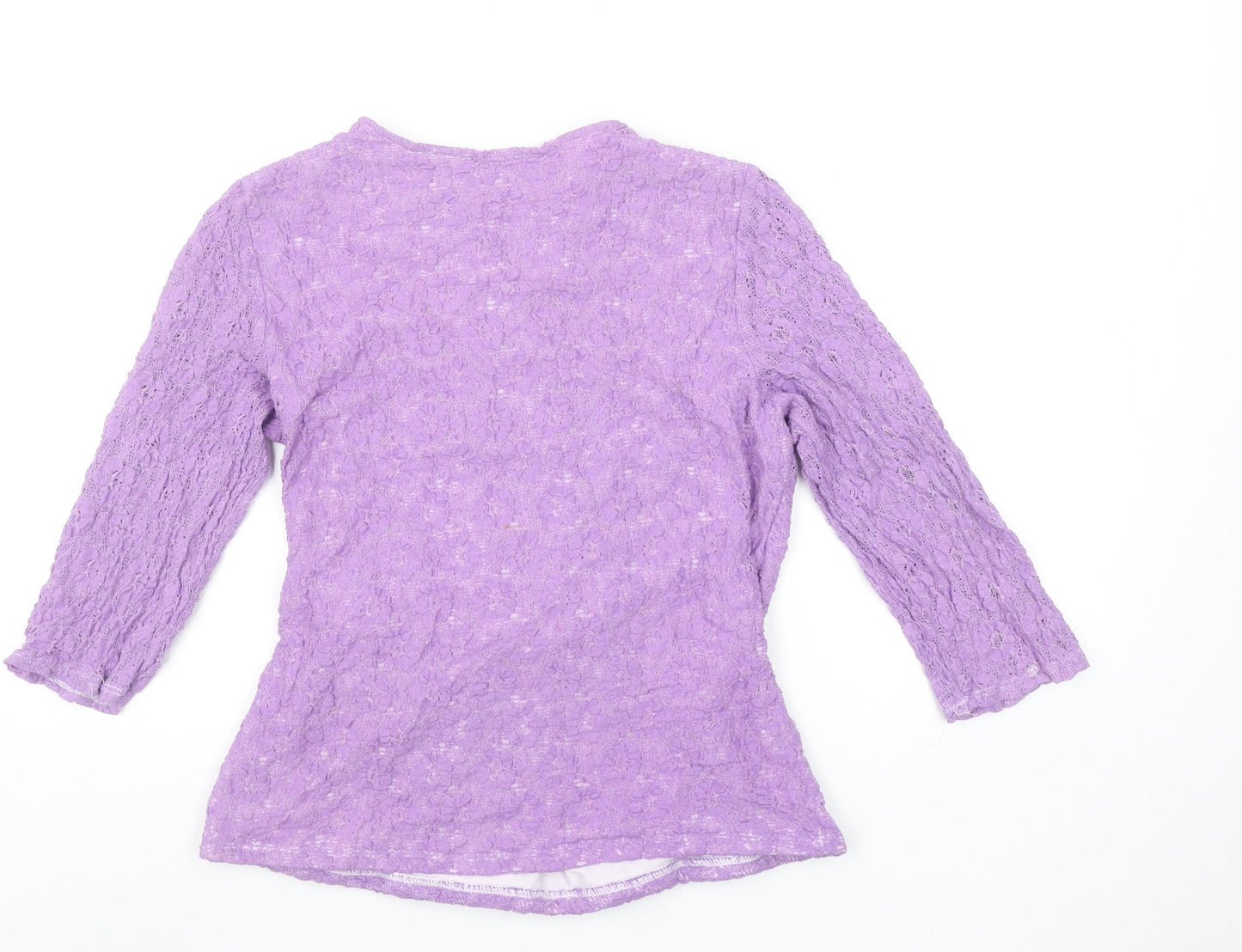 Kaliko Women Purple Lace Wrap Blouse Size 14 3/4 Sleeve