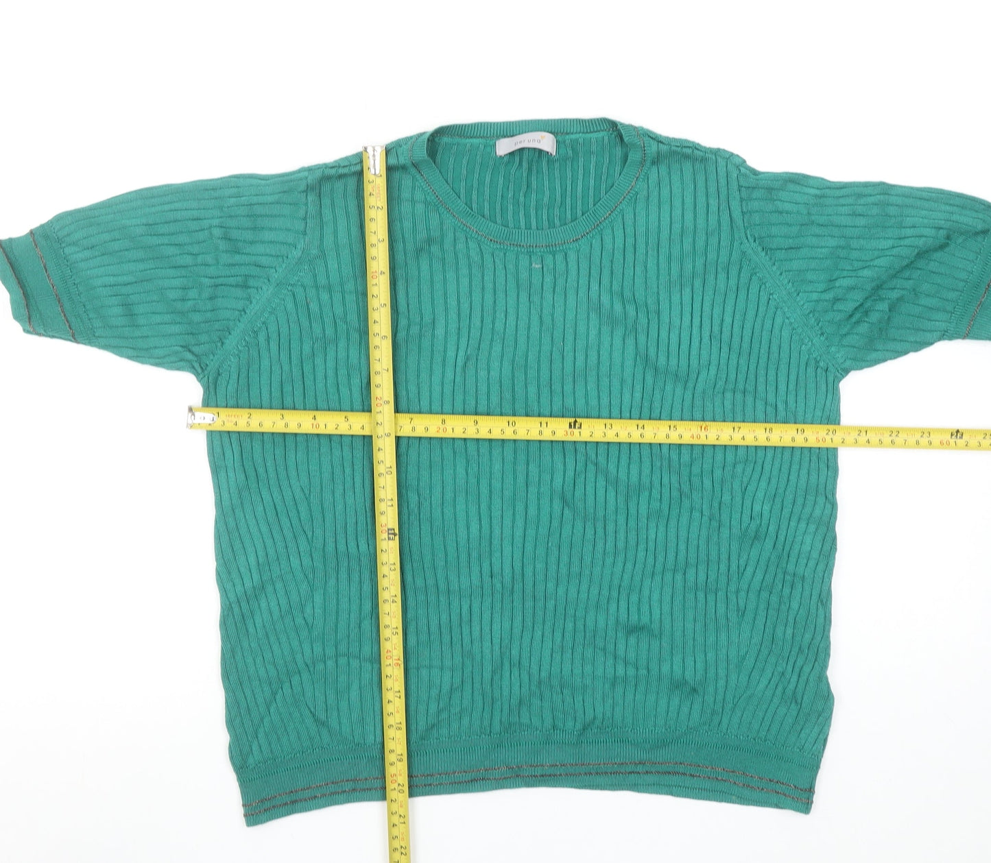 Marks and Spencer Women’s Green Ribbed Knit Short Sleeve T-Shirt Size 18