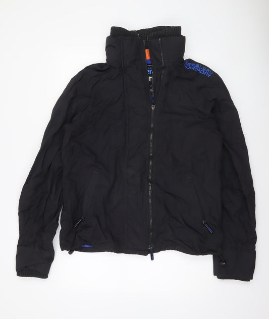 Superdry Men’s Black 2XL Windbreaker Jacket with Logo Detail