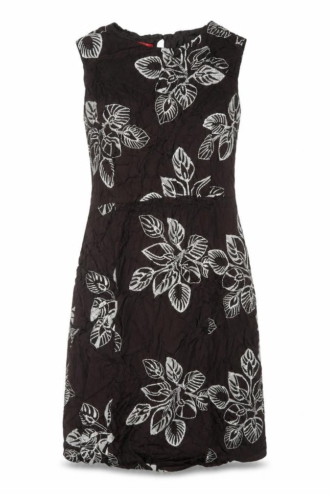 Monsoon Women Black Floral Embroidered Sleeveless Shift Dress Size 12