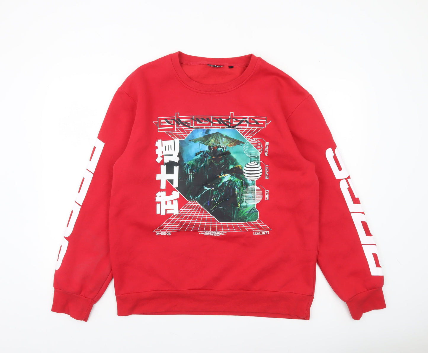 Cropp Men's Red Graphic Print Crew Neck Sweatshirt XXL