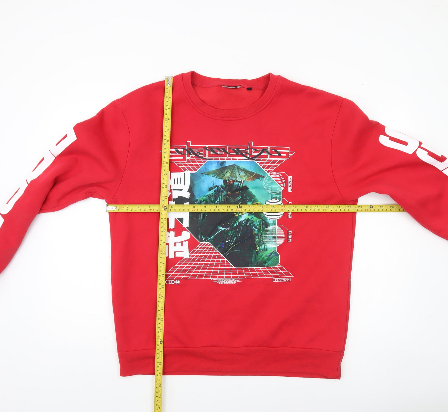 Cropp Men's Red Graphic Print Crew Neck Sweatshirt XXL