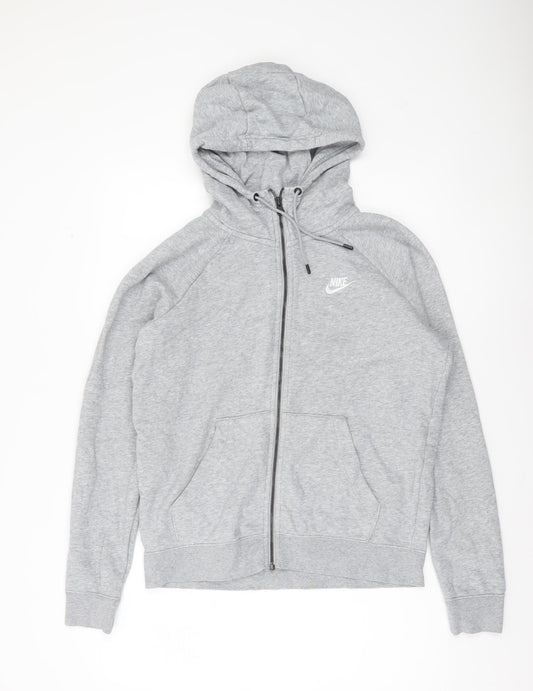 Nike Men's Grey Full Zip Hoodie Size M Cotton Sweatshirt