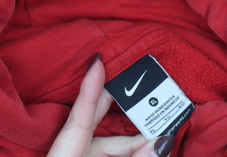 Nike Women's Red Pullover Hoodie XL Cotton Blend Casual Sweatshirt