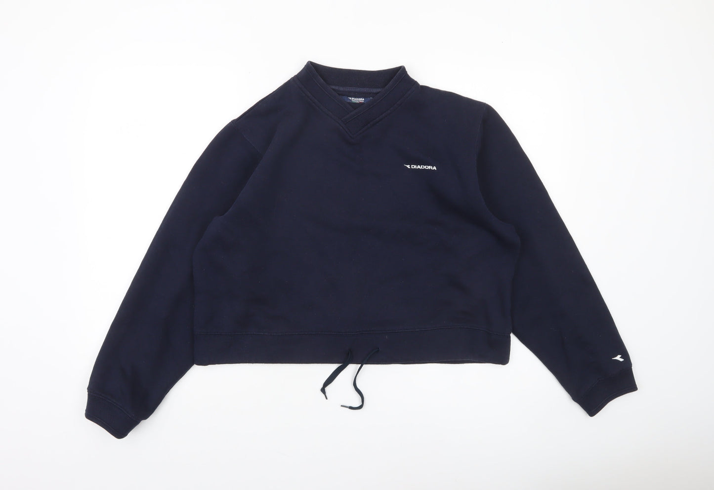 Diadora Women's Navy Blue V-Neck Pullover Sweatshirt Size 14