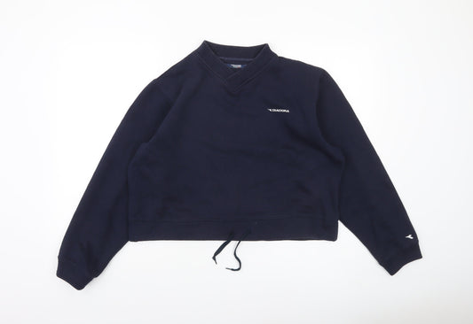 Diadora Women's Navy Blue V-Neck Pullover Sweatshirt Size 14
