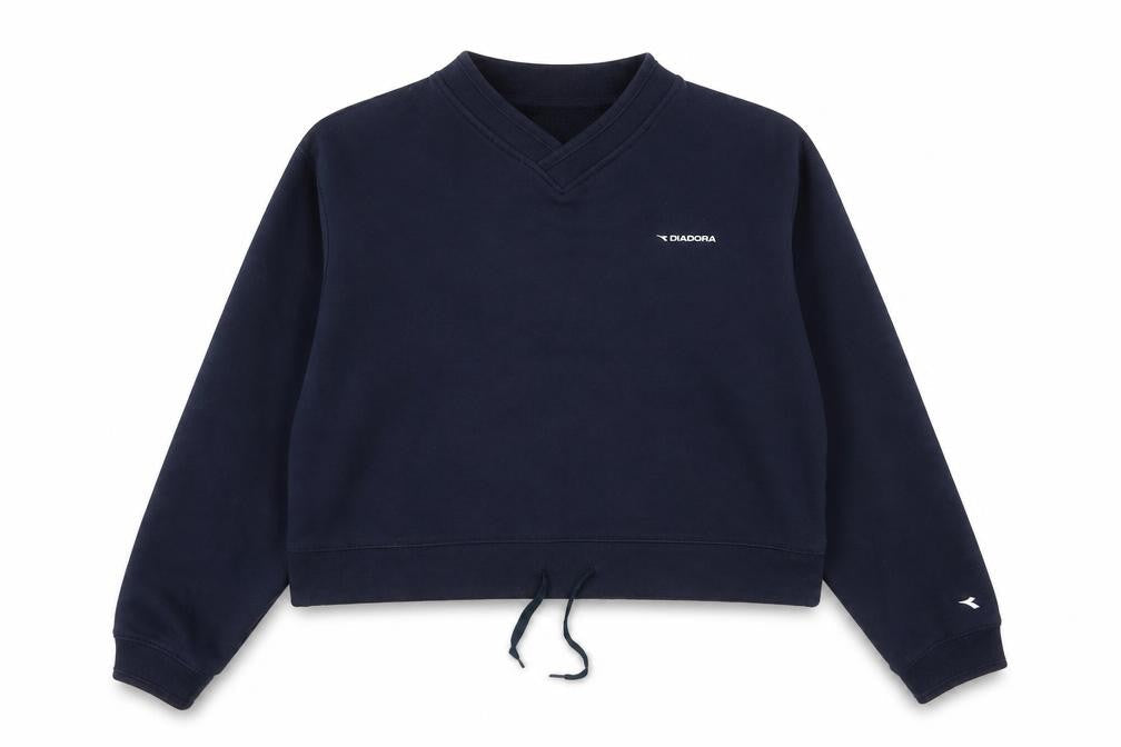 Diadora Women's Navy Blue V-Neck Pullover Sweatshirt Size 14