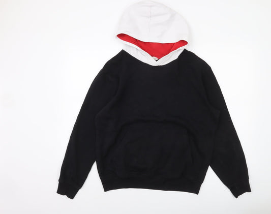 H&M Boys Black and White Pullover Hoodie Size 16 Years Cotton Blend