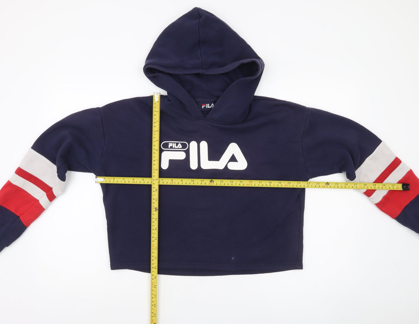 FILA Women’s Navy Pullover Hoodie S Cropped Logo Sweatshirt