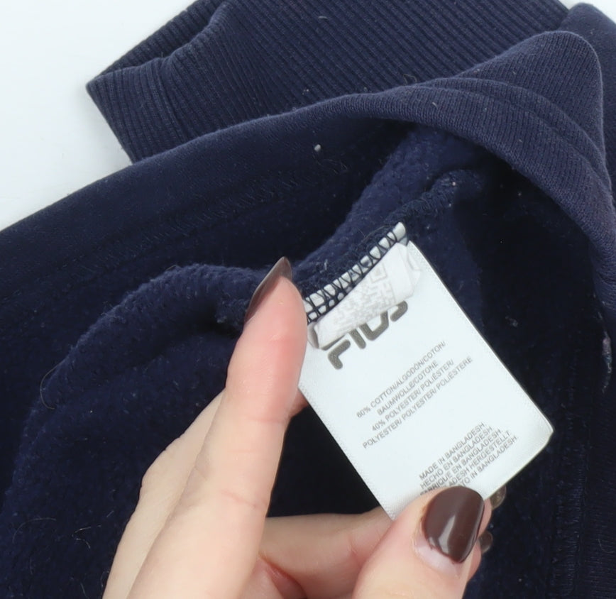 FILA Women’s Navy Pullover Hoodie S Cropped Logo Sweatshirt