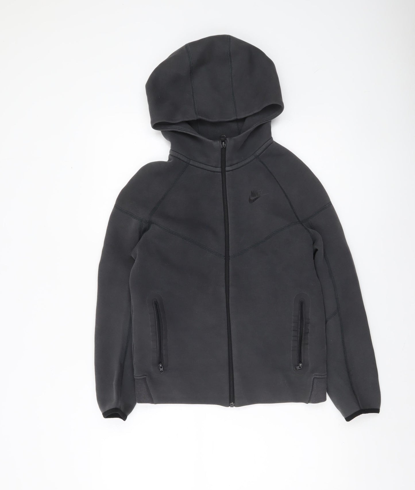 Nike Boys Grey Full Zip Hoodie Size 13-15 Years Fleece Lined