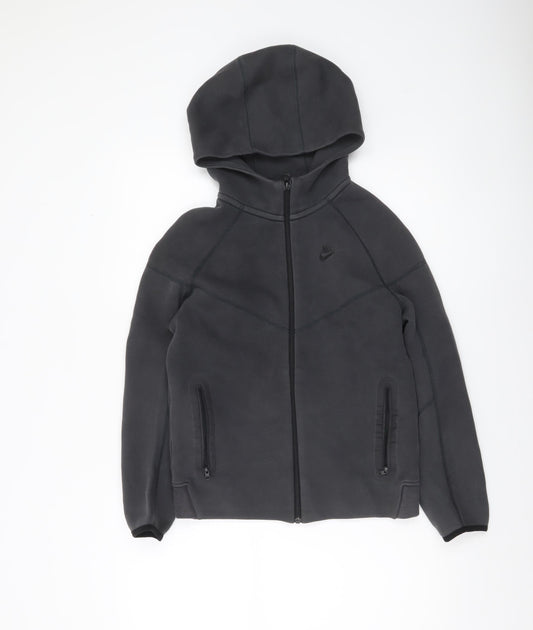 Nike Boys Grey Full Zip Hoodie Size 13-15 Years Fleece Lined
