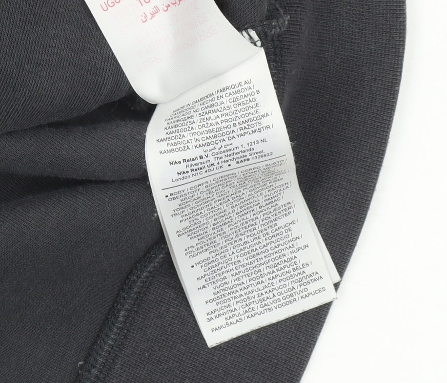 Nike Boys Grey Full Zip Hoodie Size 13-15 Years Fleece Lined