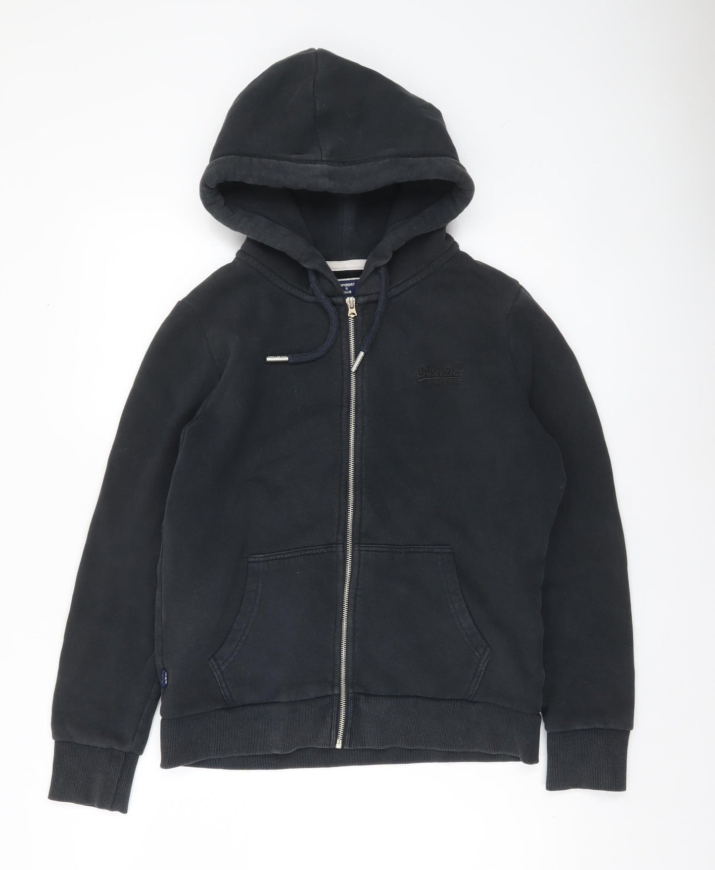 Superdry Womens Black Full Zip Hoodie Size 14 Cotton Blend