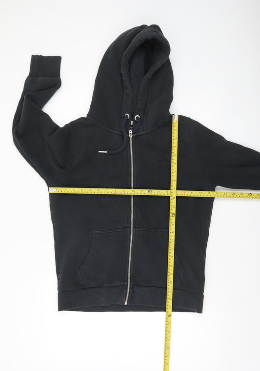 Superdry Womens Black Full Zip Hoodie Size 14 Cotton Blend