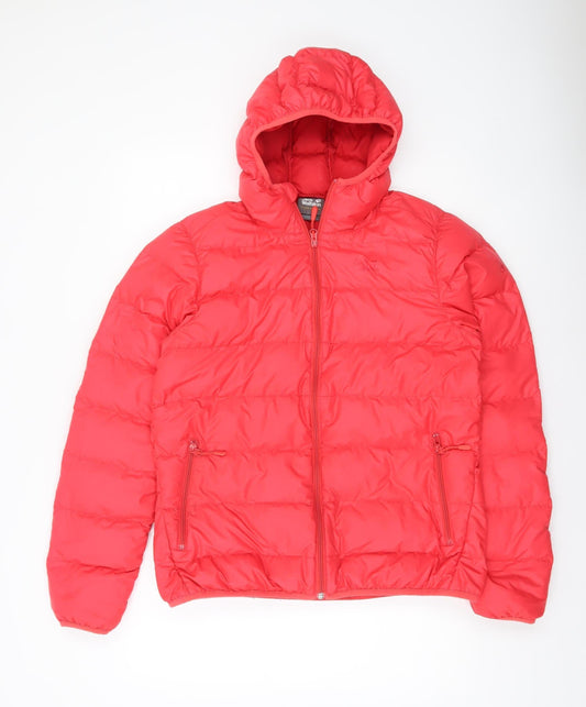 Jack Wolfskin Women's Red Hooded Puffer Jacket Size 14/16