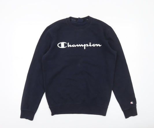 Champion Men's Blue Small Pullover Sweatshirt Logo Crew Neck Fleece