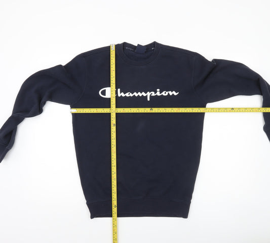 Champion Men's Blue Small Pullover Sweatshirt Logo Crew Neck Fleece