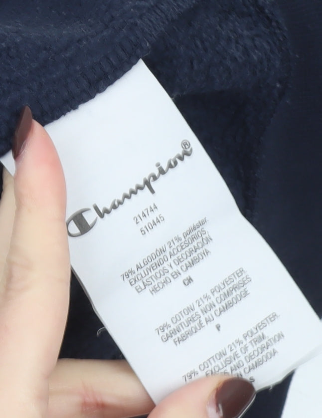 Champion Men's Blue Small Pullover Sweatshirt Logo Crew Neck Fleece