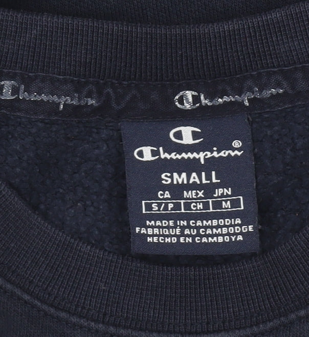 Champion Men's Blue Small Pullover Sweatshirt Logo Crew Neck Fleece