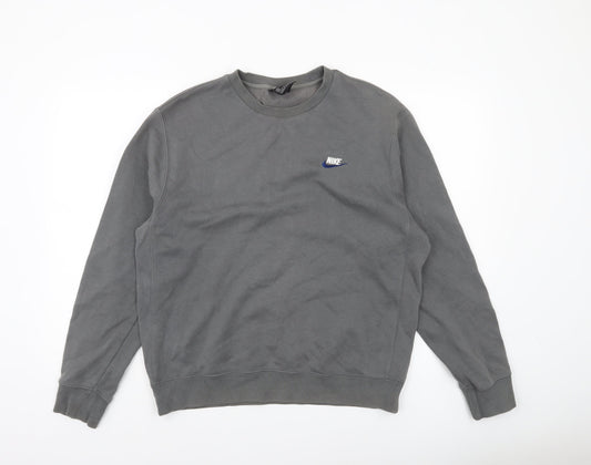 Nike Men's Grey Crew Neck Sweatshirt M Regular Fit Pullover