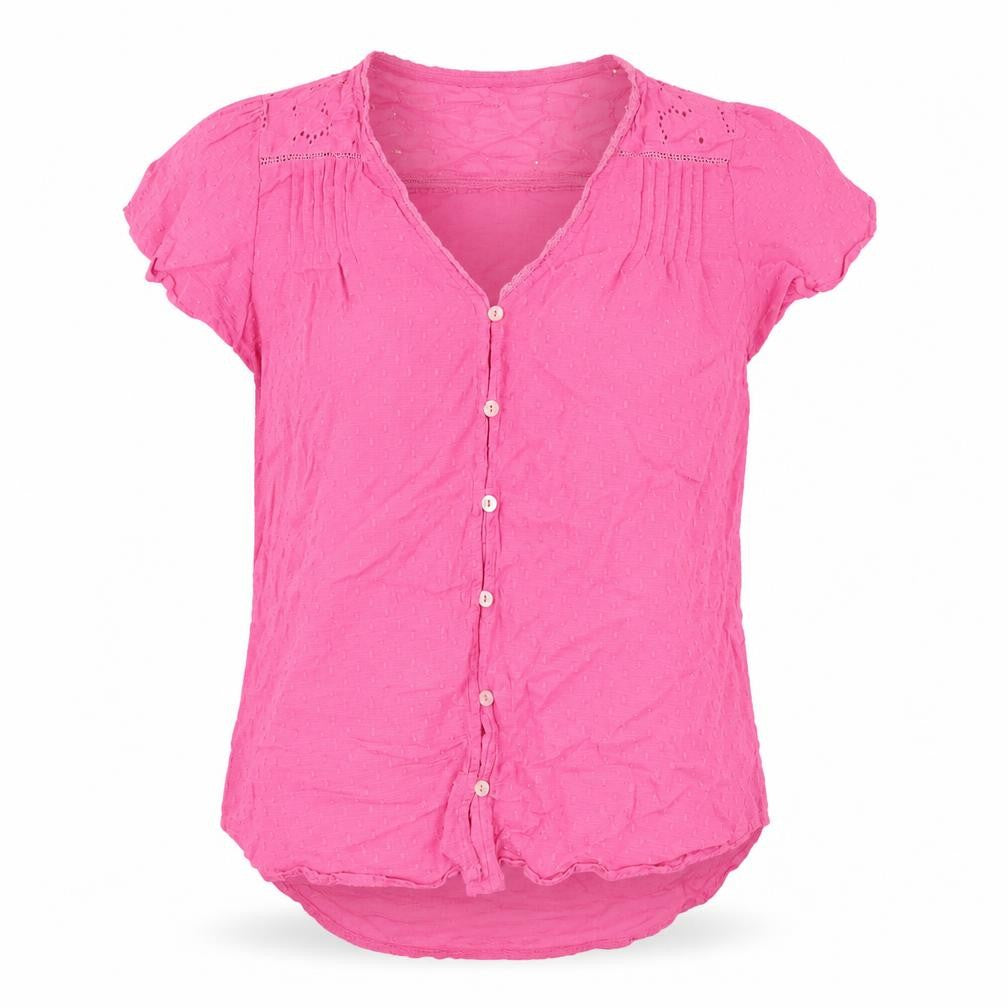 Dunnes Women’s Pink Cotton Short Sleeve Button Blouse Size S