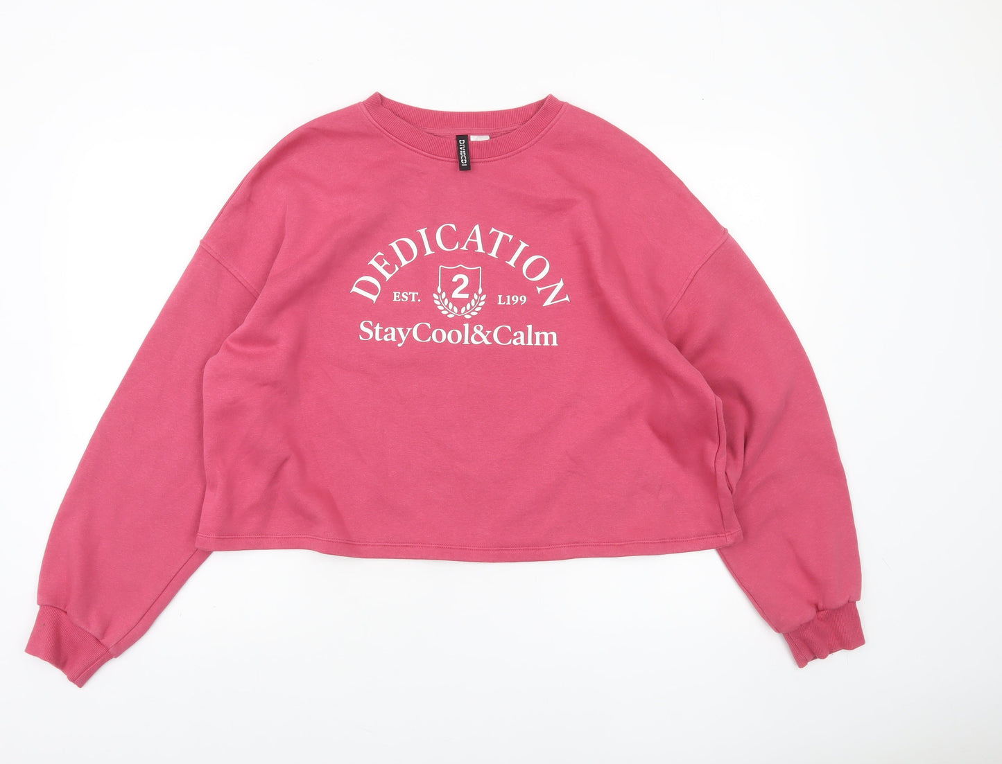 H&M Divided Women’s Pink Pullover Sweatshirt L Crew Neck Long Sleeve