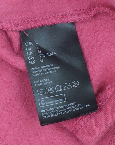H&M Divided Women’s Pink Pullover Sweatshirt L Crew Neck Long Sleeve