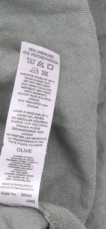Dunnes Women’s Green Linen Blend Knee Length A-Line Dress XL