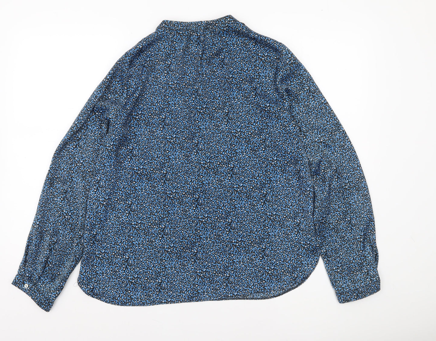Gallery Women’s Blue Animal Print Long Sleeve Blouse Size 12