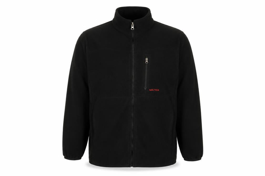 Nautica Men's Black Fleece Zip-Up Jacket Size L Regular Fit