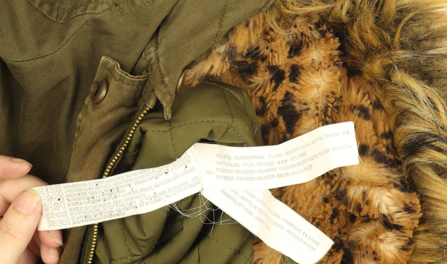 Zara Girls Green Faux Fur Lined Hooded Parka Coat 7 Years