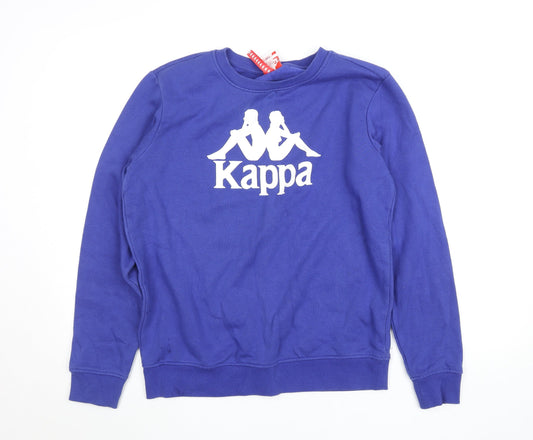 Kappa Women Blue Medium Logo Crew Neck Pullover Sweatshirt