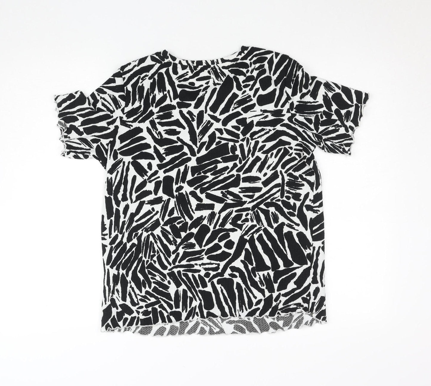 C&A Women's Black Animal Print Short Sleeve Jersey T-Shirt M