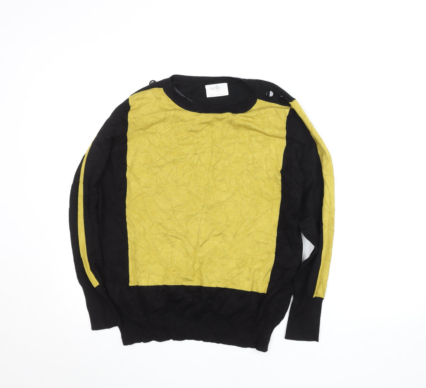 Wallis Petites Black Yellow Colourblock Knit Top Size 16