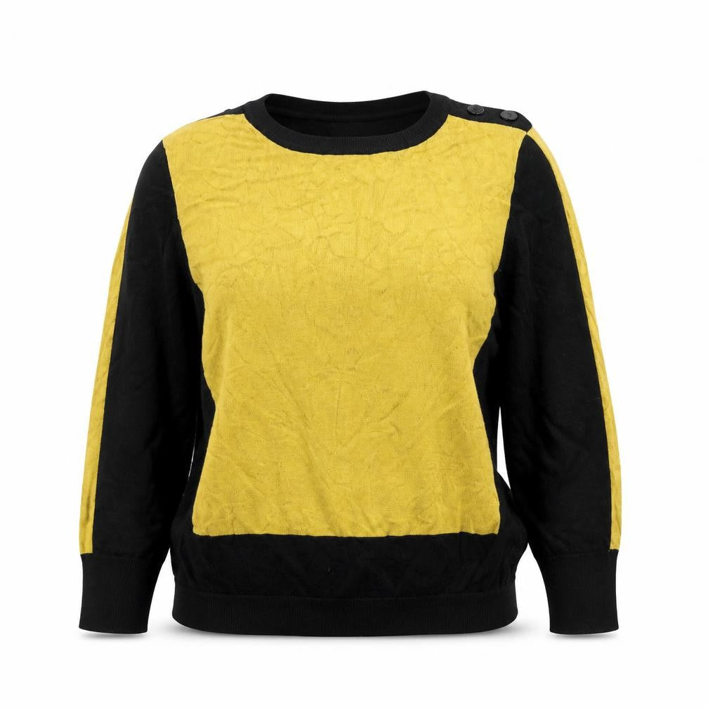 Wallis Womens Petites Black Yellow Colourblock Knit Top Size 16