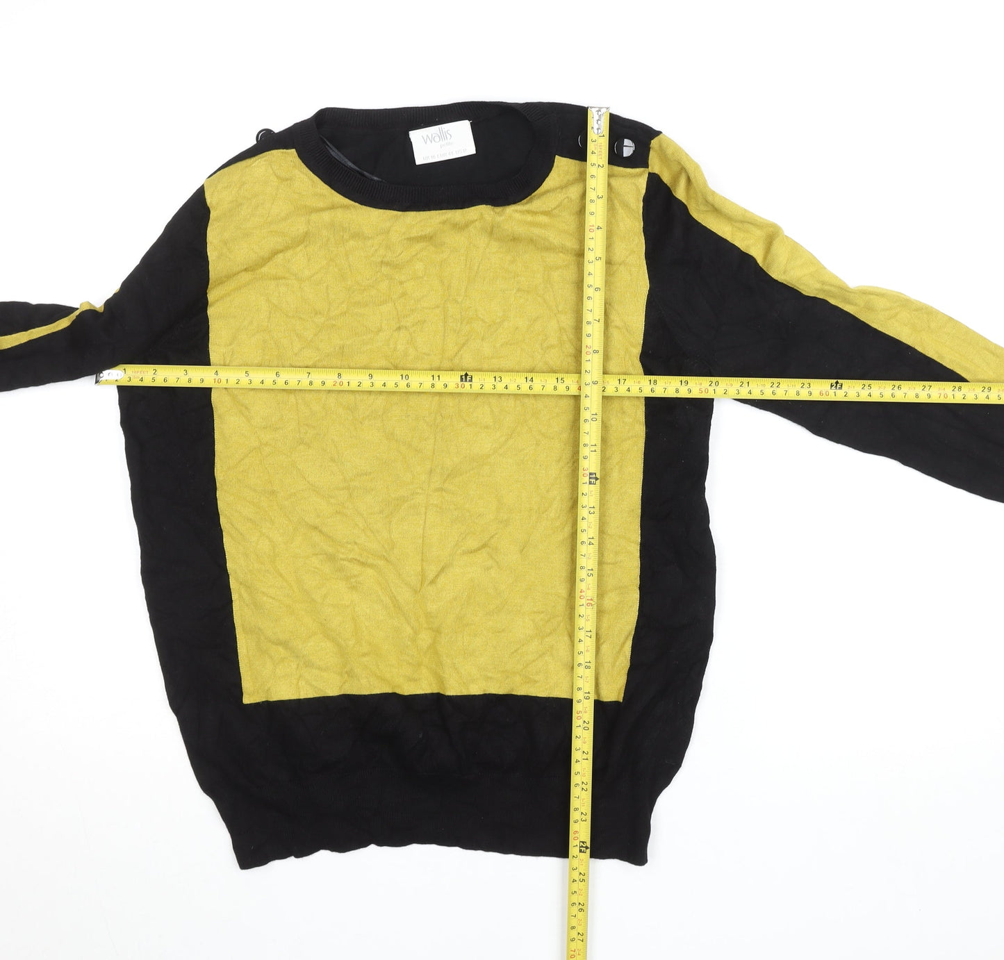 Wallis Petites Black Yellow Colourblock Knit Top Size 16