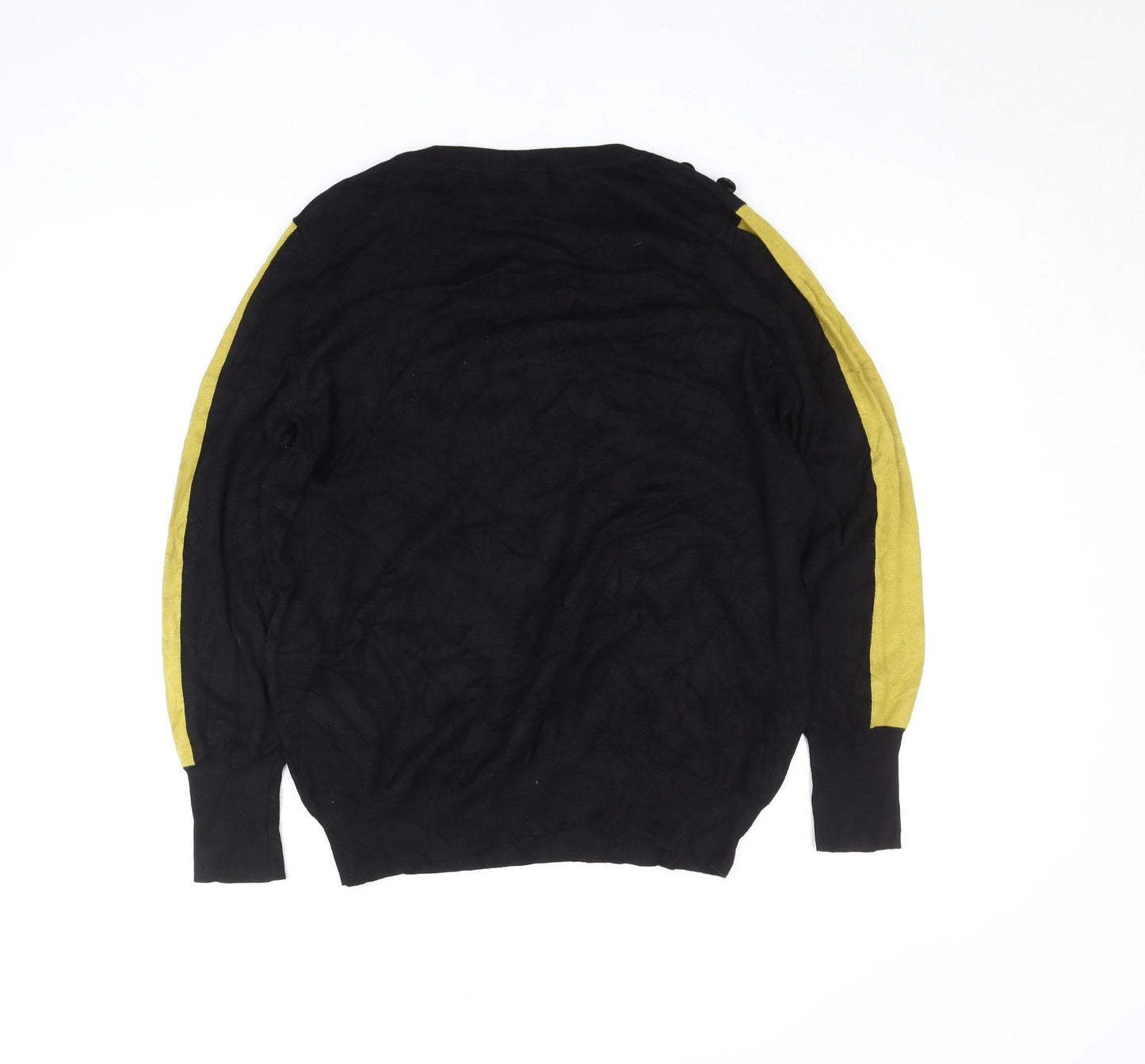 Wallis Petites Black Yellow Colourblock Knit Top Size 16