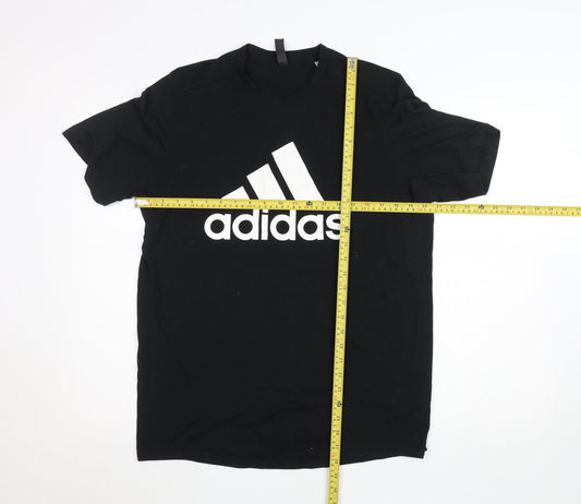 Adidas Men's Black Logo Sports T-Shirt L Regular Fit