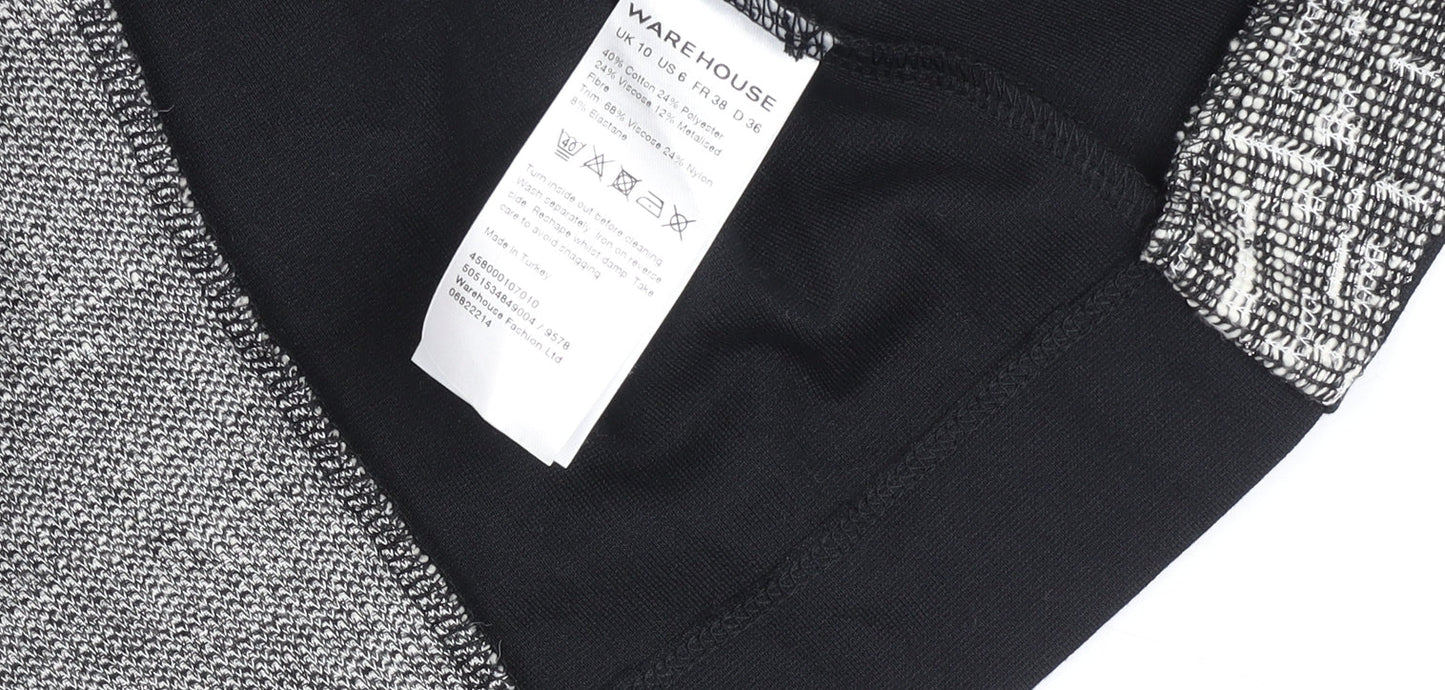 Warehouse Women’s Black Tweed Open Blazer Jacket Size 10