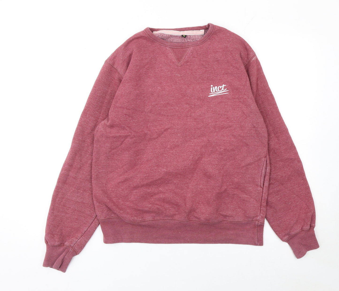 inct Mens Red Pullover Crew Neck Sweatshirt Size M Cotton Blend