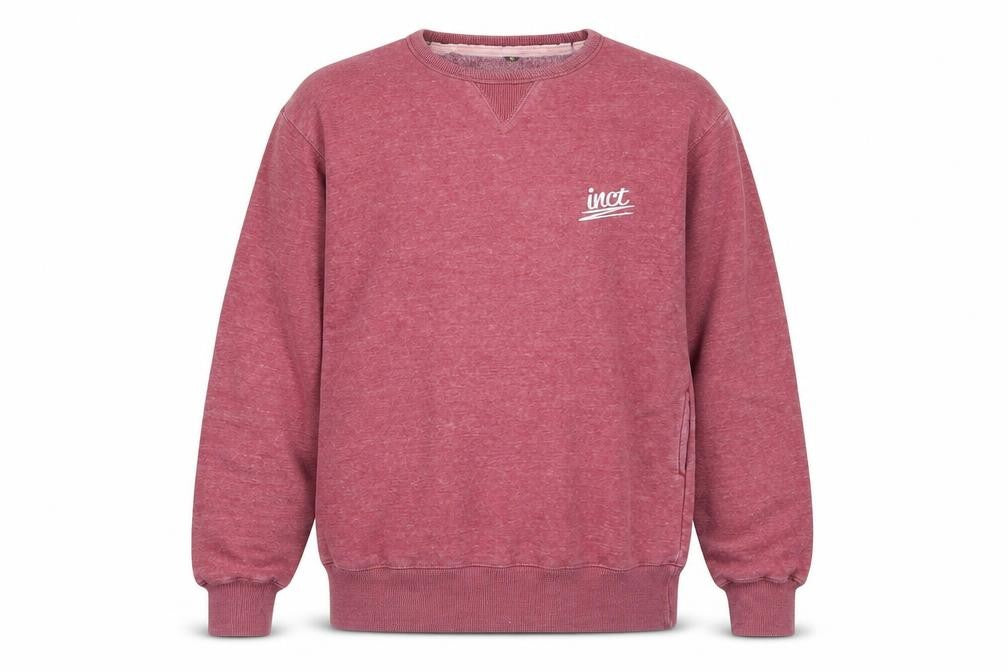inct Mens Red Pullover Crew Neck Sweatshirt Size M Cotton Blend