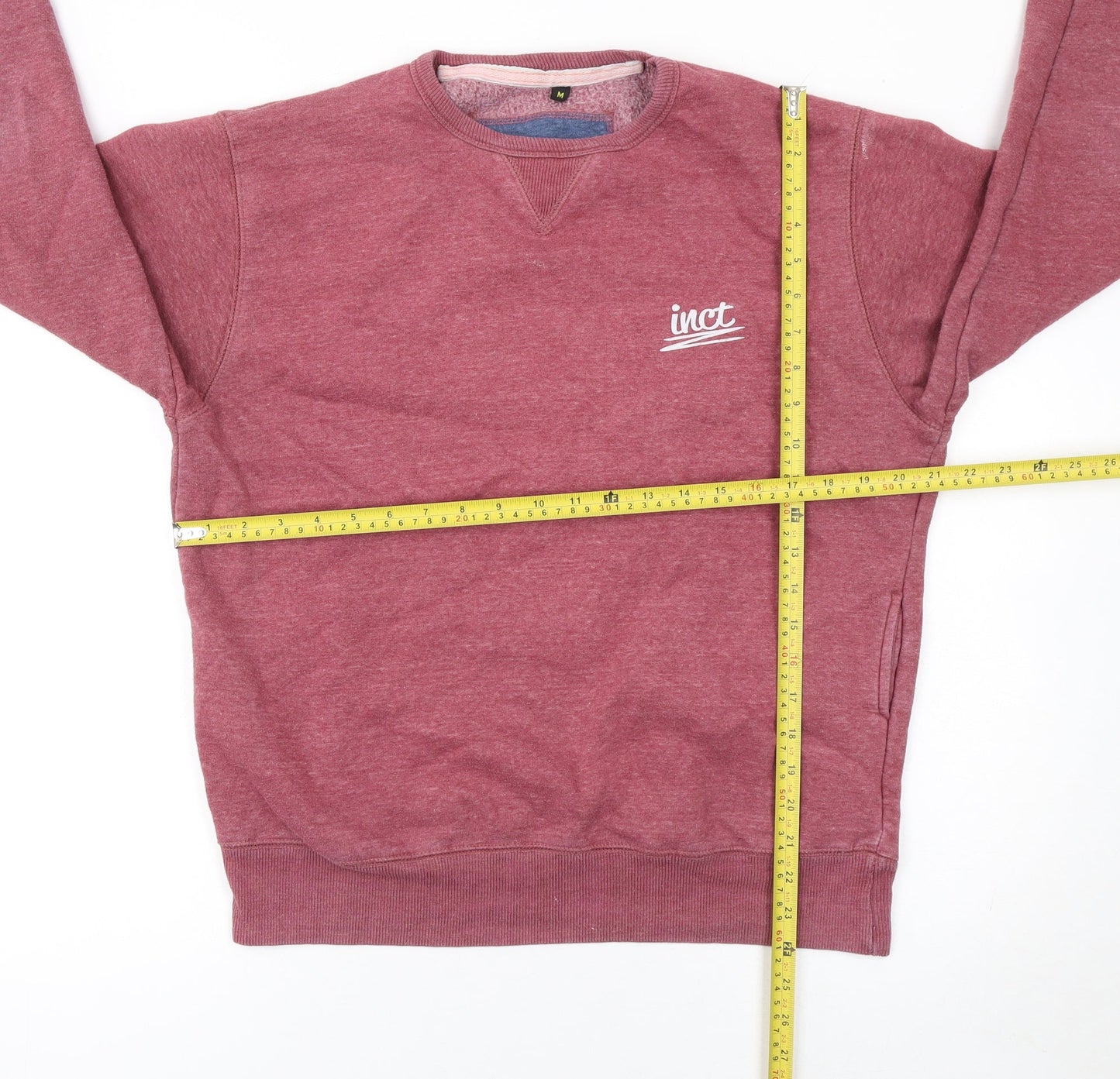 inct Mens Red Pullover Crew Neck Sweatshirt Size M Cotton Blend