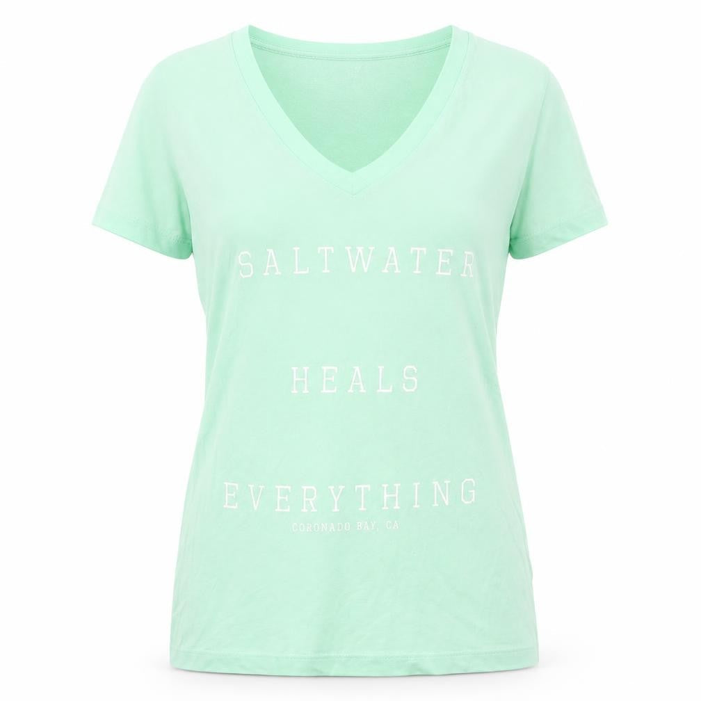 Coastal Classics Womens Green V-Neck Short Sleeve T-Shirt Size S