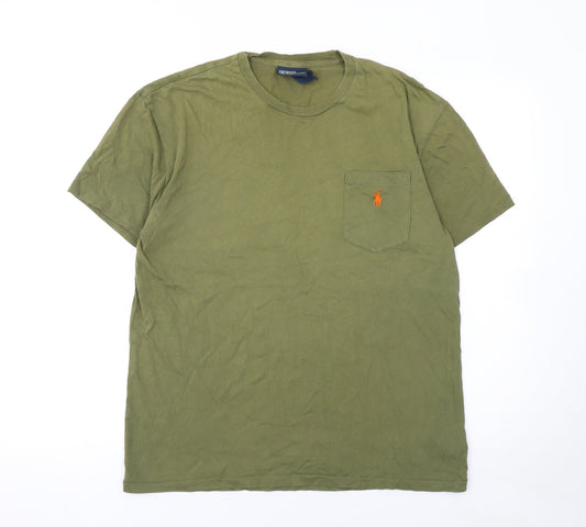Ralph Lauren Men's Green Cotton Crew Neck Short Sleeve T-Shirt S