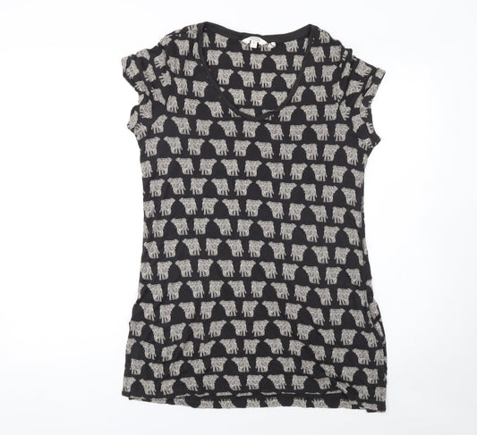 Womens UK Size 8 FatFace Black Viscose T-Shirt
