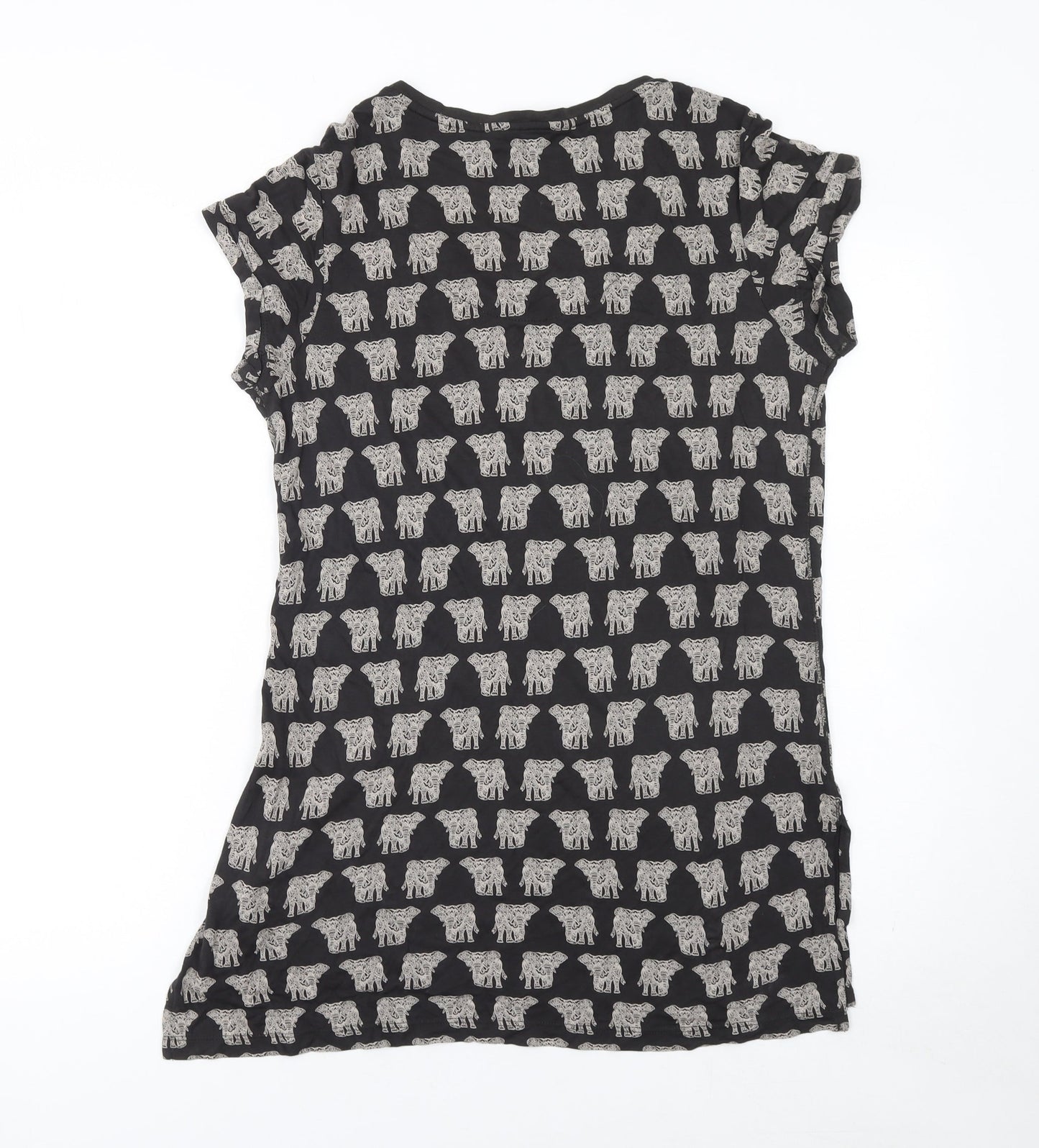 Womens UK Size 8 FatFace Black Viscose T-Shirt