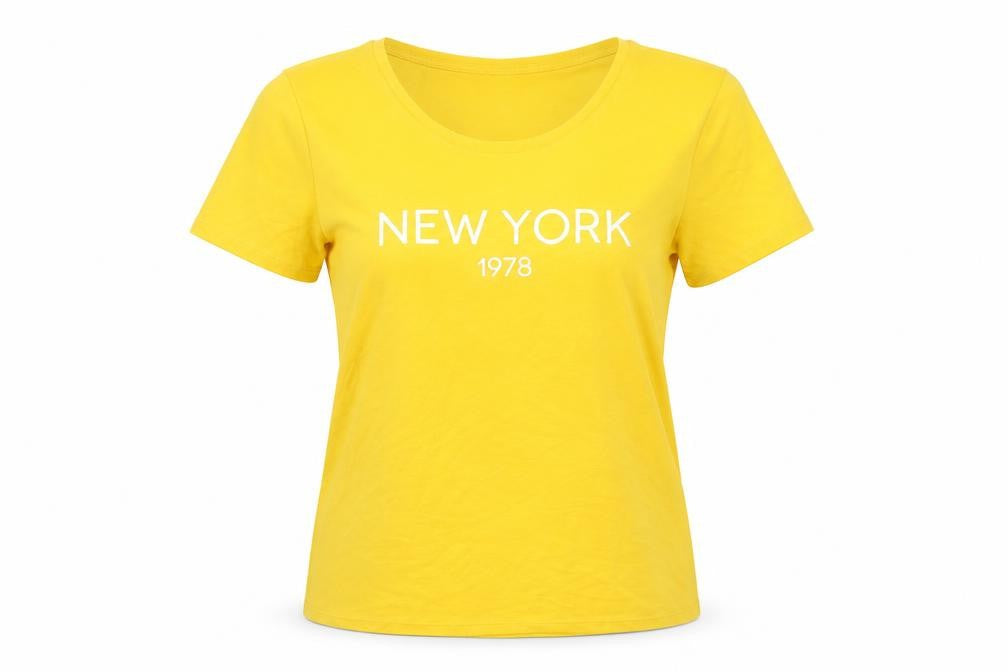 Jacqueline de Yong Women's Yellow New York 1978 T-Shirt S