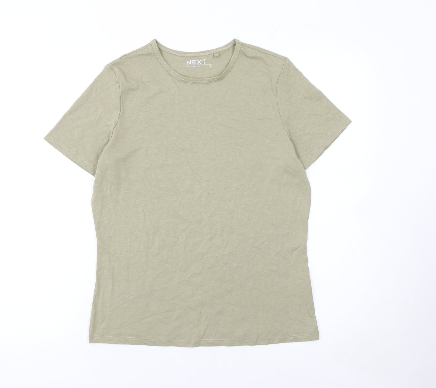 Next Women Beige Cotton Blend Basic T-Shirt S Short Sleeve