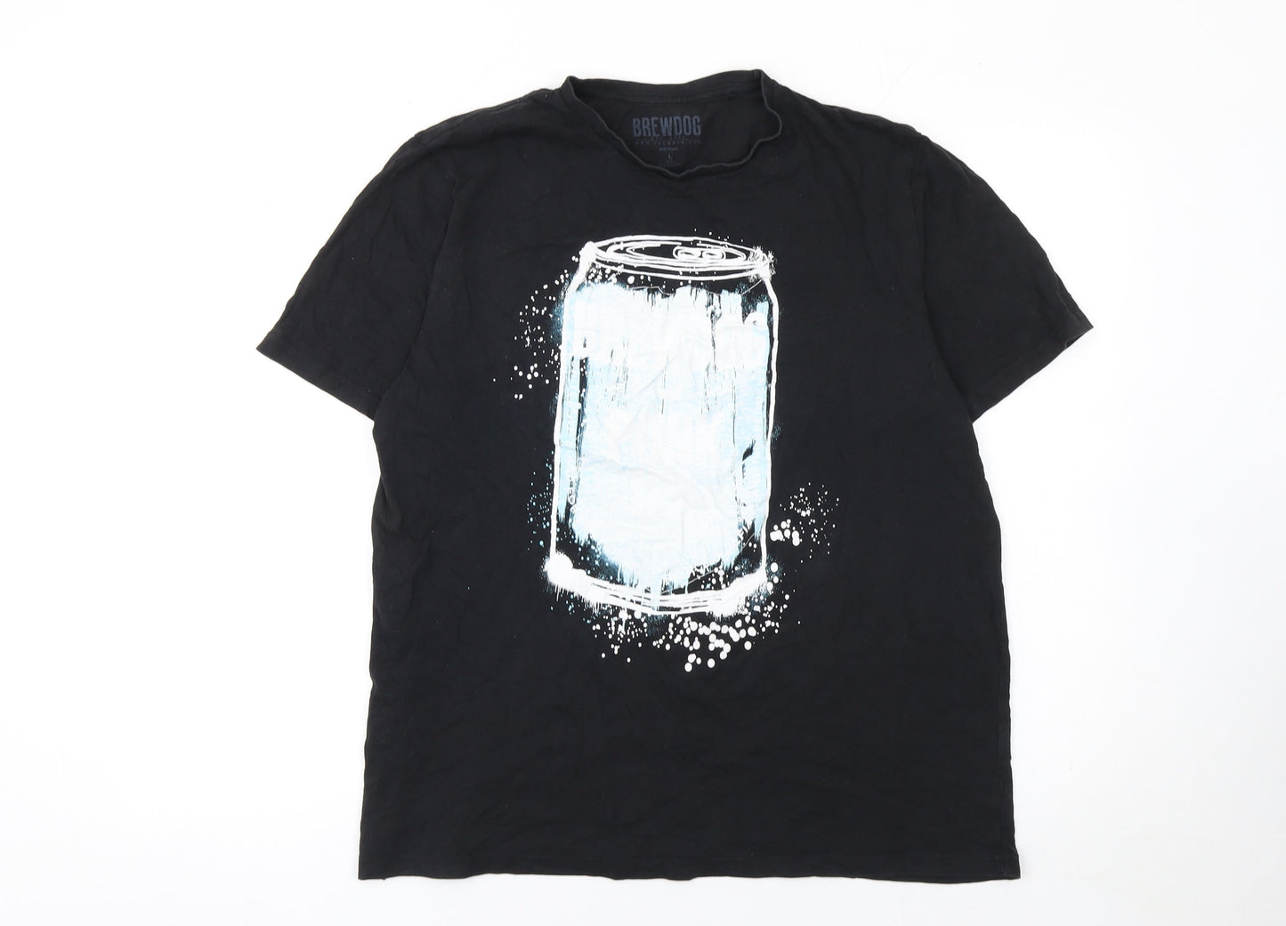 BrewDog Men's Black Graphic Beer Can T-Shirt Size L 100% Cotton